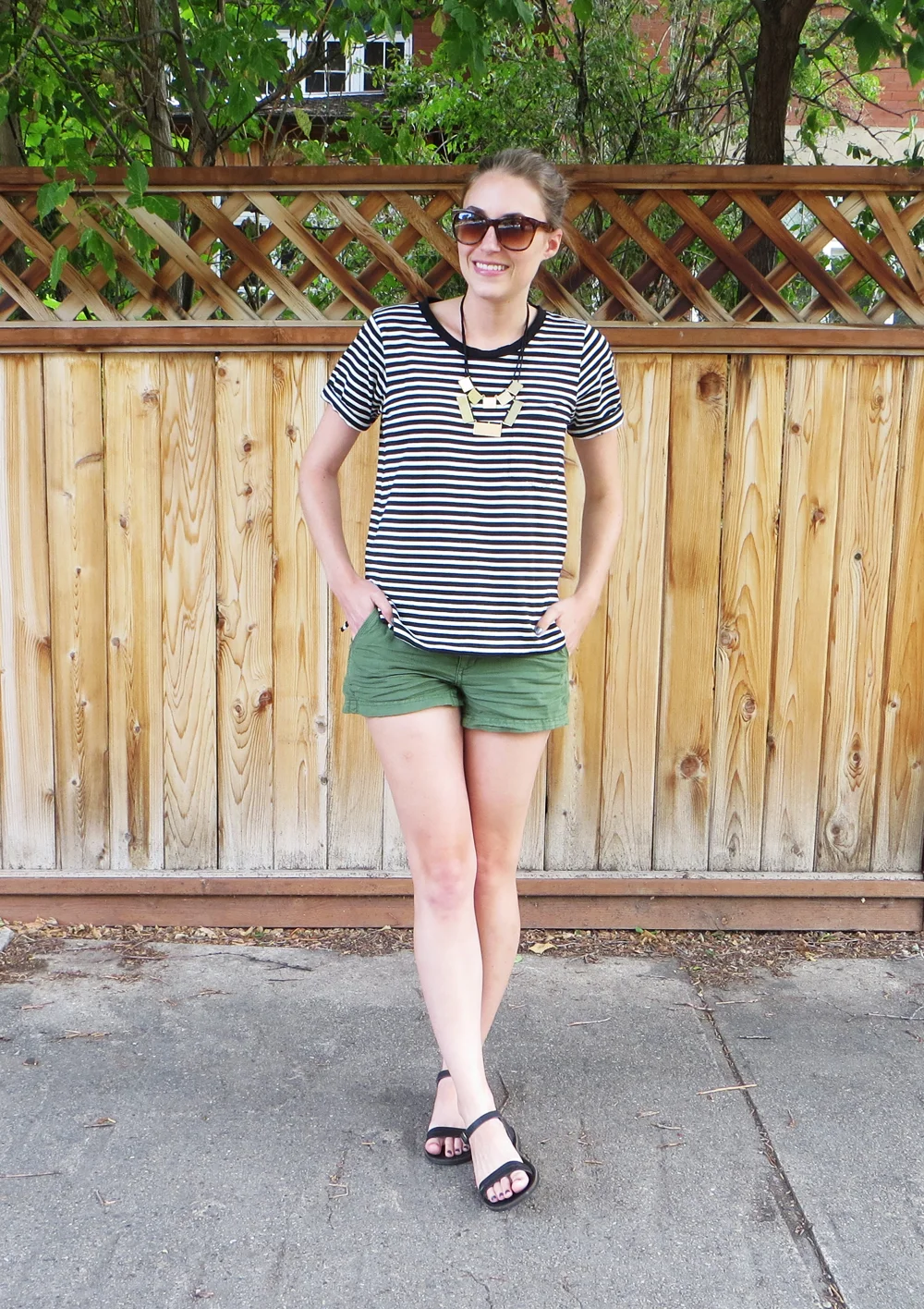 Green and sales black striped shirt